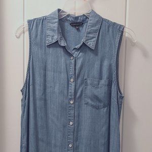Sleeveless Light Blue Denim Tunic Top